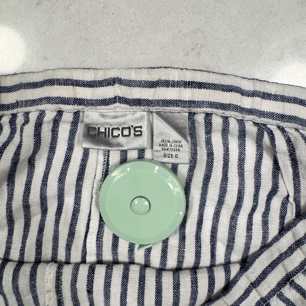 Chico’s Blue & White Striped 100% Linen Coastal Pants Chico's Size 0 Beach - Picture 4 of 16